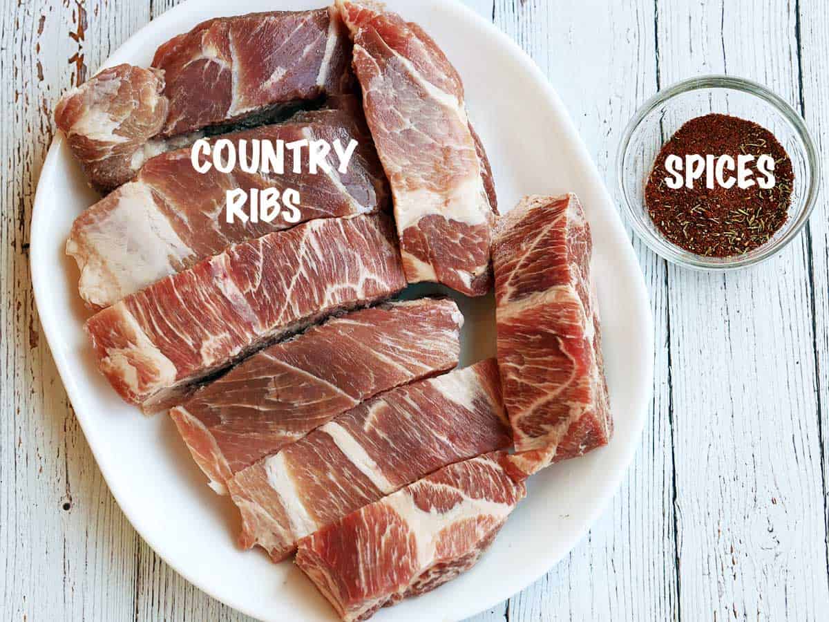 The ingredients needed to make country style ribs.
