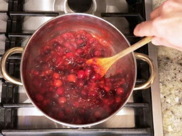 Cooking the sauce in a saucepan.