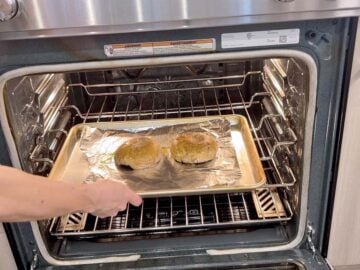 Broiling the mushrooms.
