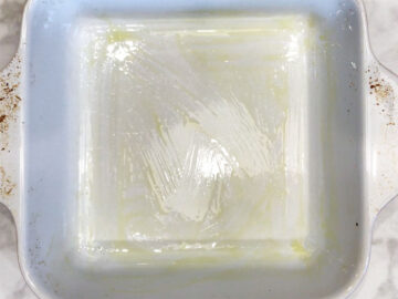 A greased baking dish.