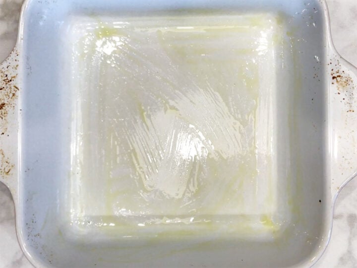 A greased baking dish.