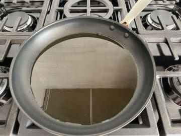 ½ inch of oil heating in a skillet.