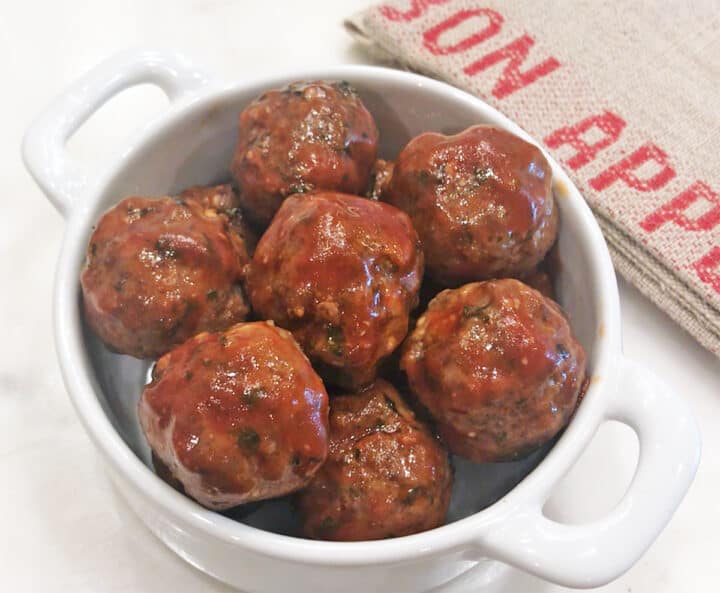 Keto meatballs are served.