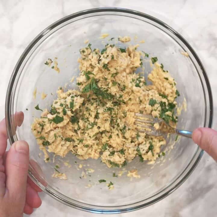 Mixing the ingredients.