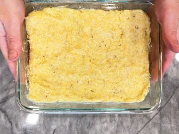 The casserole mixture is ready for baking.