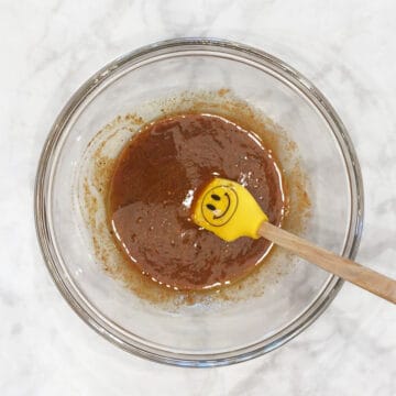 Mixing the marinade.