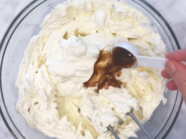 Adding vanilla and stevia.