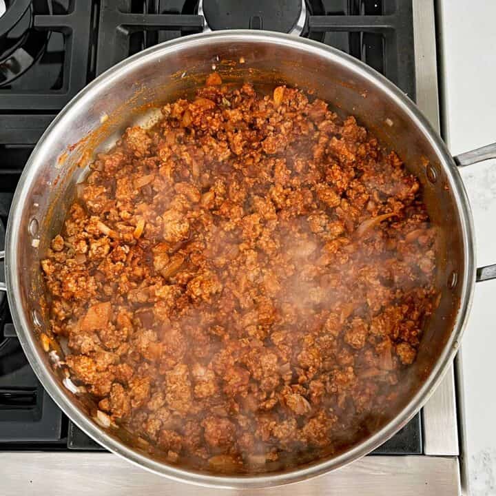 The seasoning mix was added to the beef.