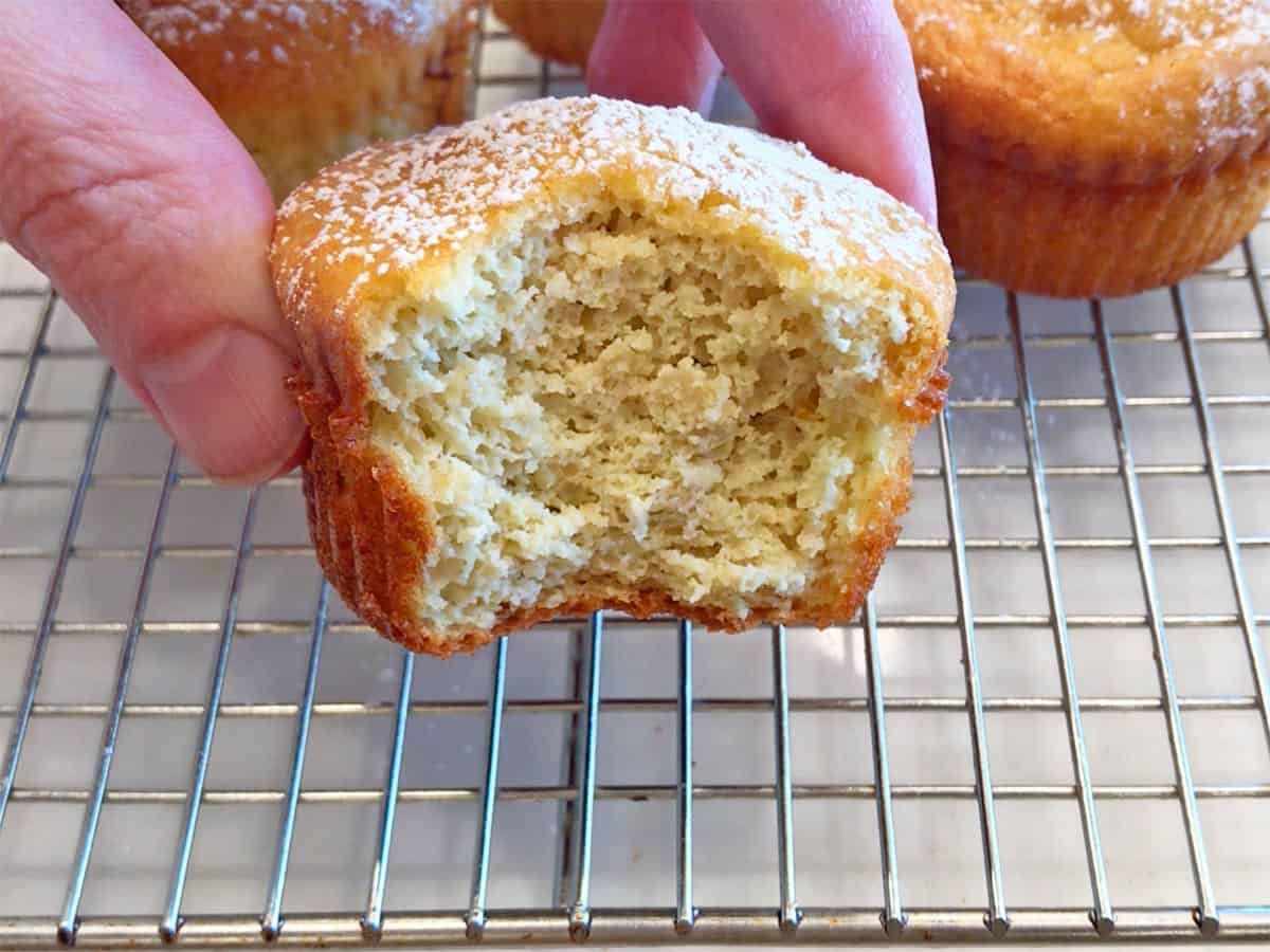 Showing off the muffins' fluffy texture.