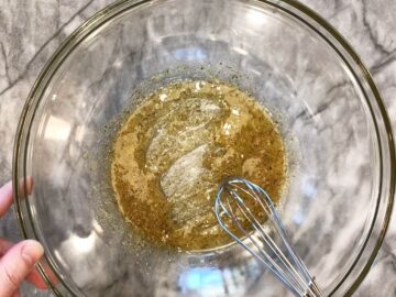 Mixing the marinade ingredients in a bowl.