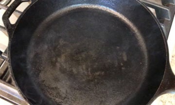 A smoking hot cast-iron skillet.