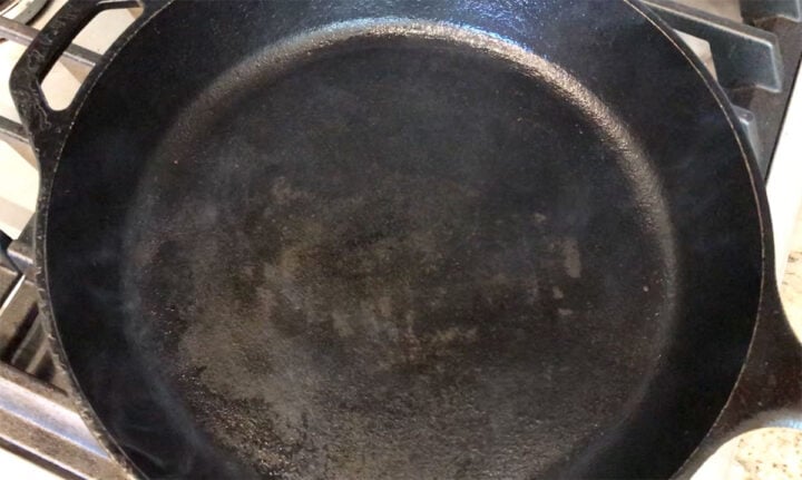 A smoking hot cast-iron skillet.