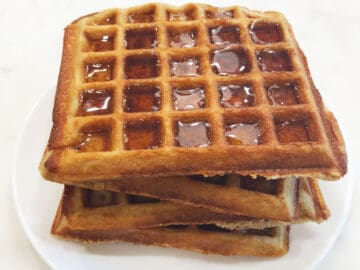 The waffles are served.