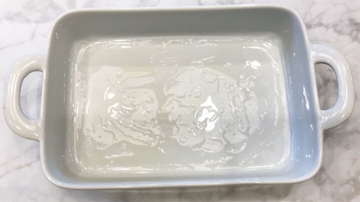 A greased 2-quart baking dish.