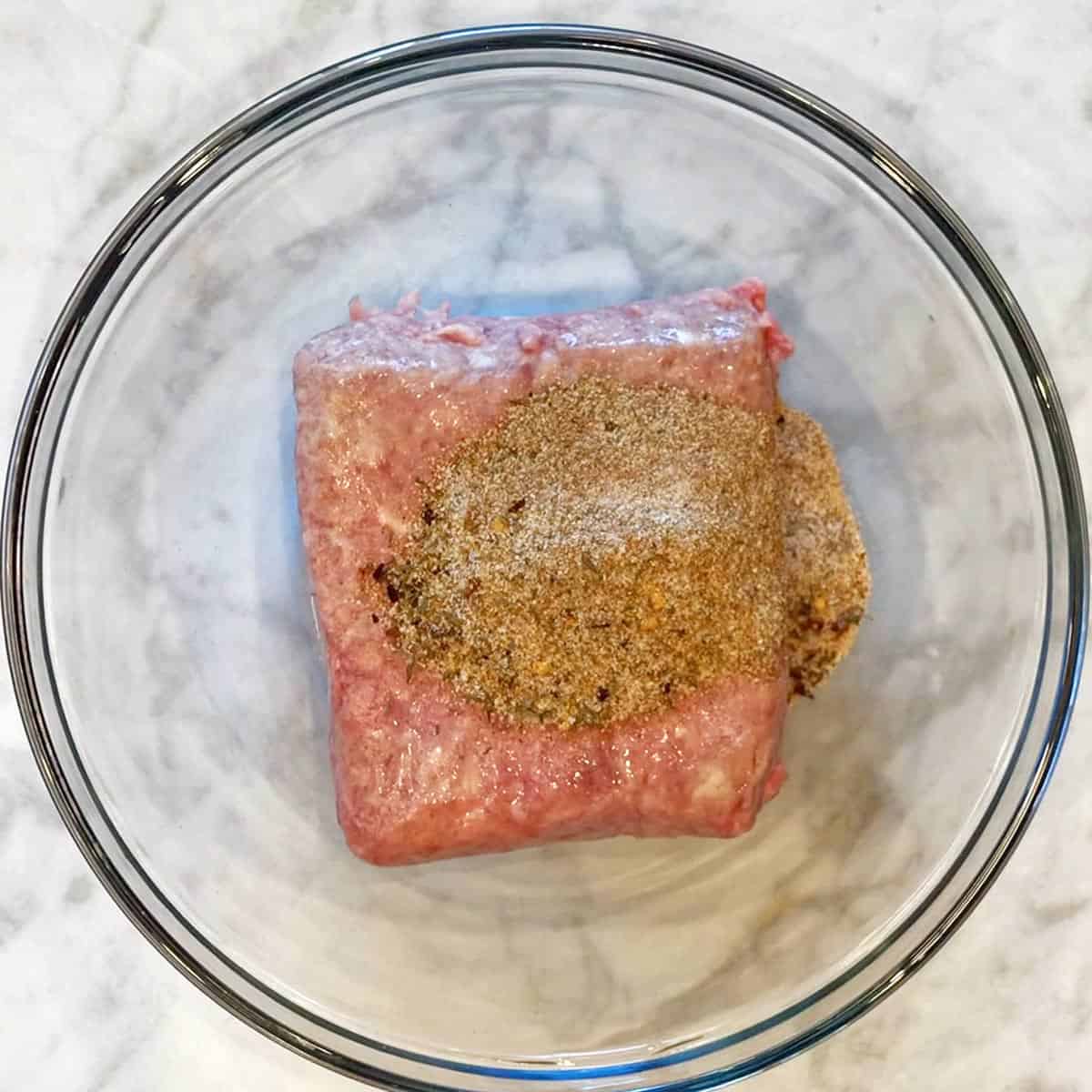 Mixing the ingredients in a bowl.