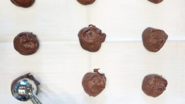Placing mounds of the batter on the pan.