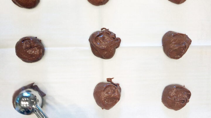 Placing mounds of the batter on the pan.