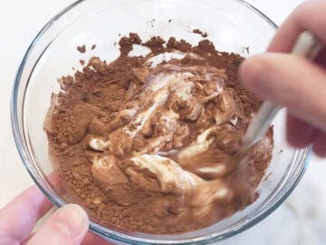 Starting to mix the yogurt.