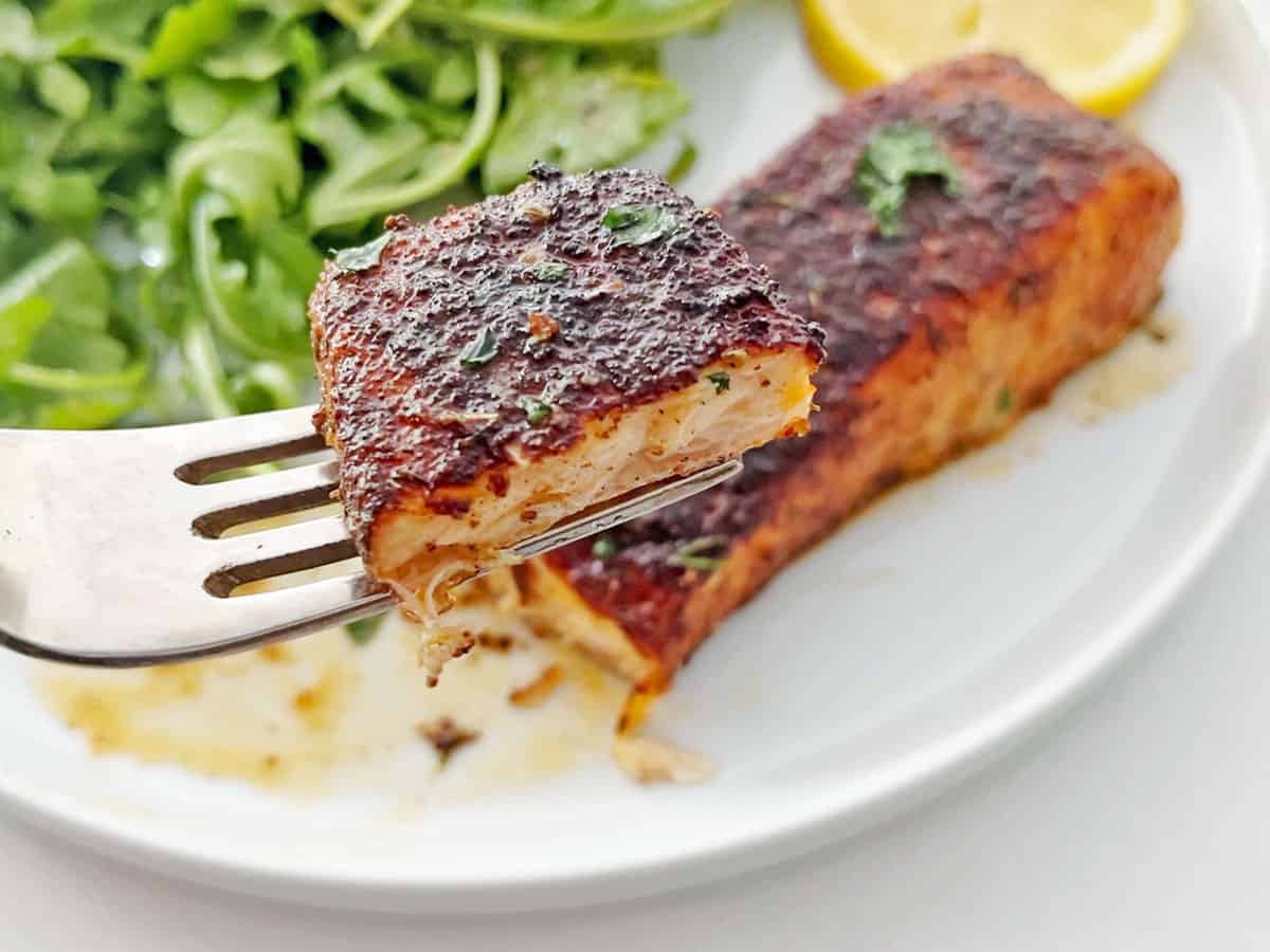 The salmon is served.