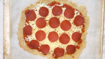 Toppings were added to the crust.