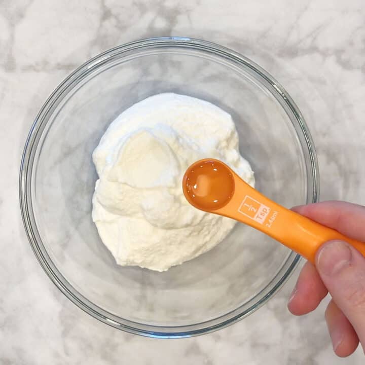 Adding the ingredients in a bowl.