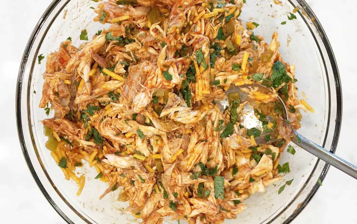 The casserole ingredients were mixed in a bowl.