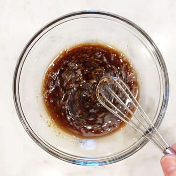 Mixing the marinade.