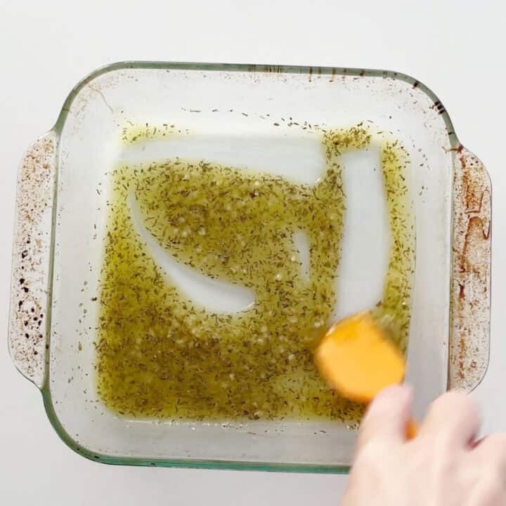 Mixing the marinade.