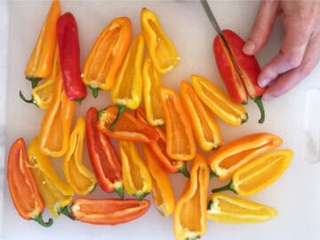 Prepping the peppers.