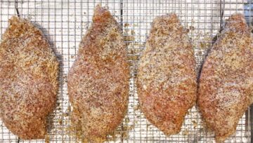 The chicken is ready for the oven.