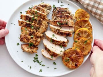 The chicken is served.