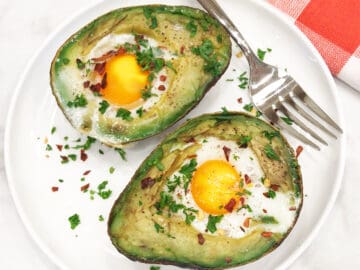 Serving the avocado.