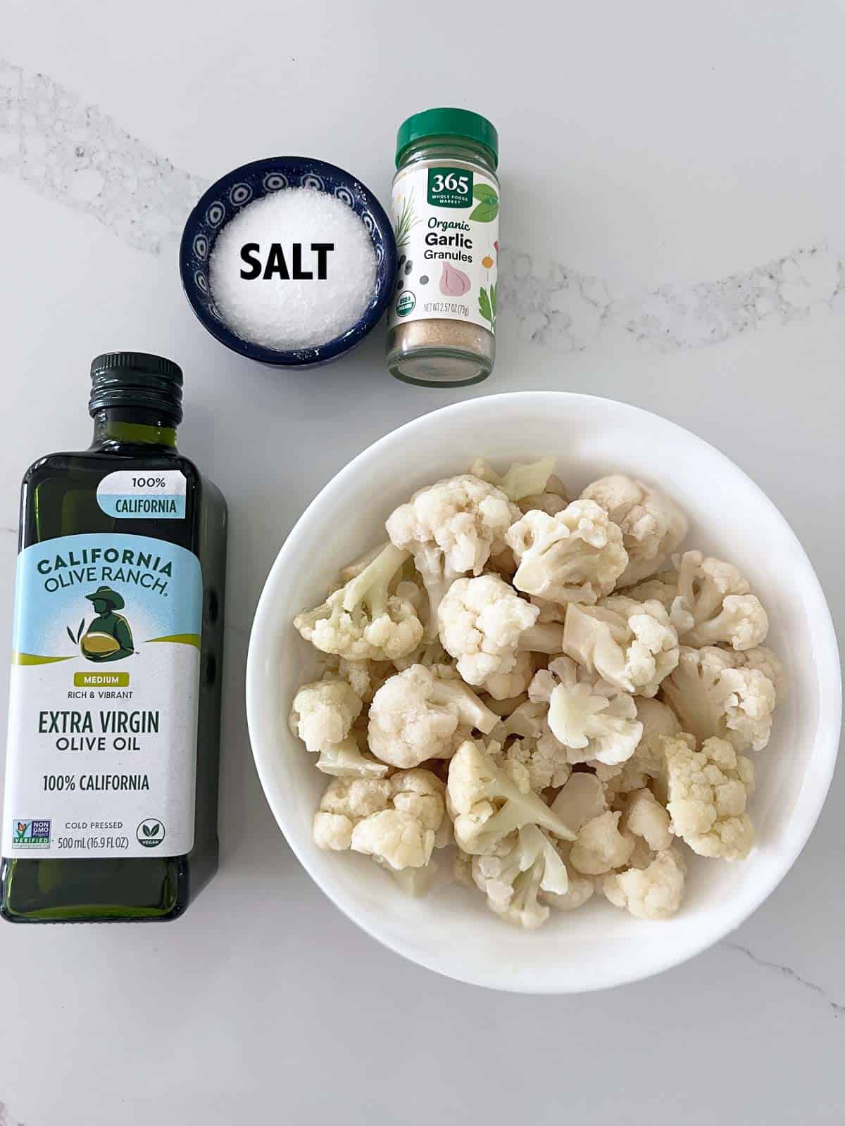 Buffalo cauliflower ingredients.