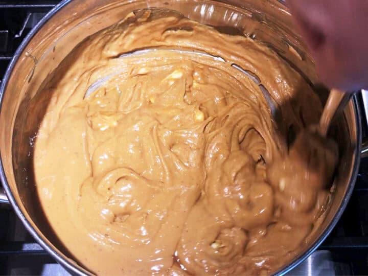 Melting the ingredients in a saucepan.