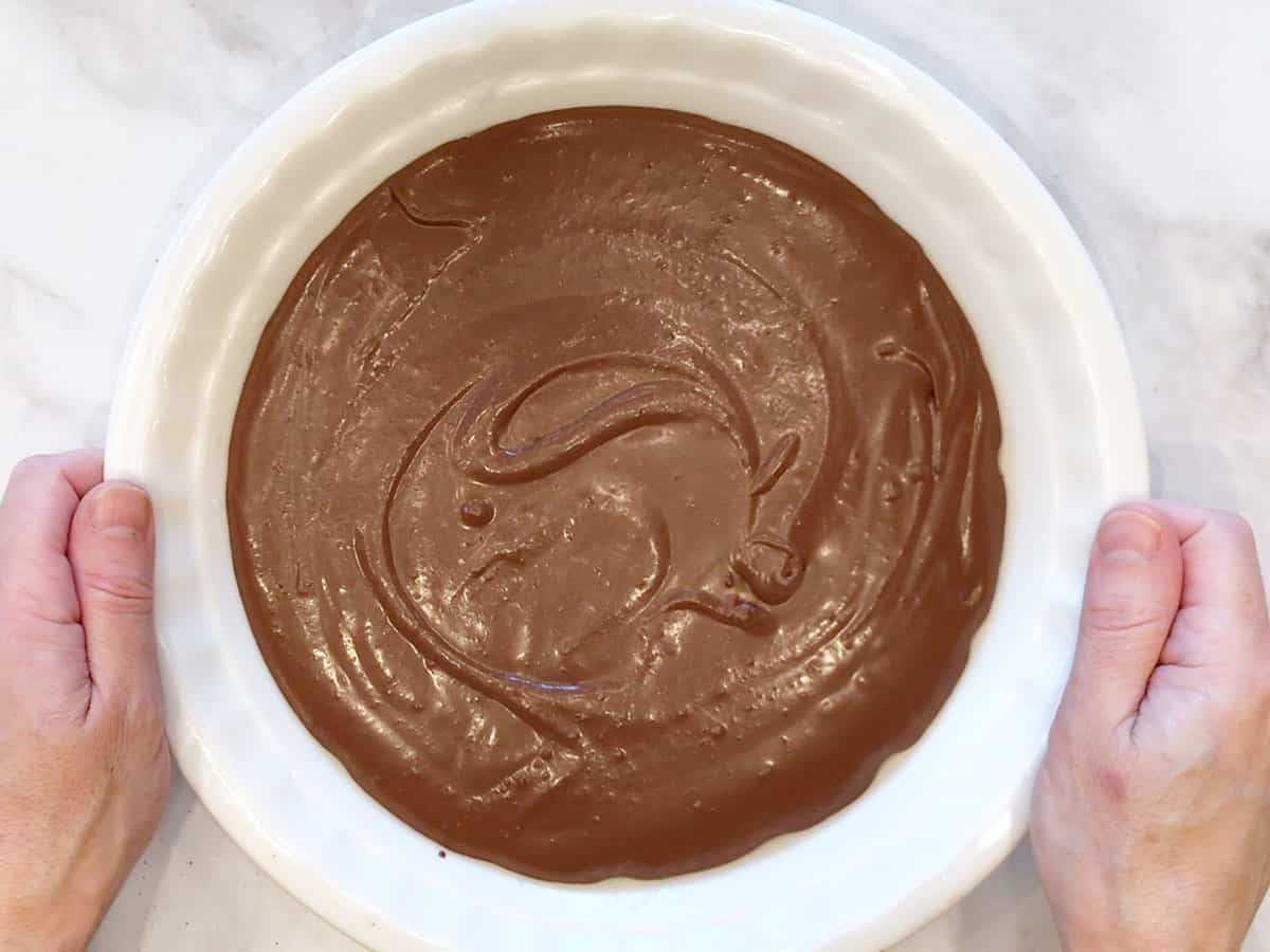 The batter was poured into the pie plate.