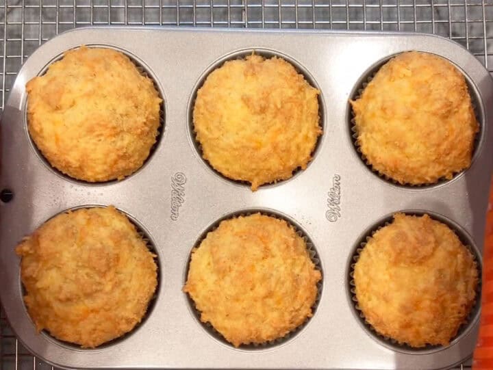 The muffins are ready in the pan.