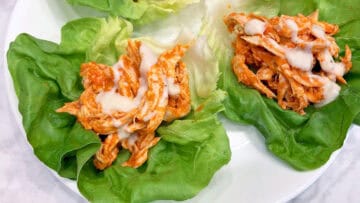 The wraps are served on a white plate.