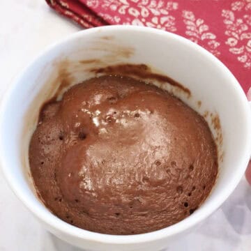 The mug cake is ready.