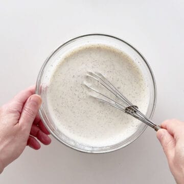 The dressing was whisked until smooth.