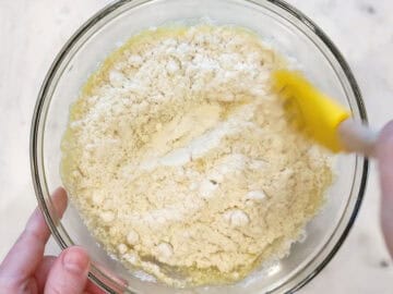 Adding almond flour.