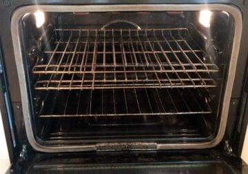 An oven rack set six inches below the broiler element.