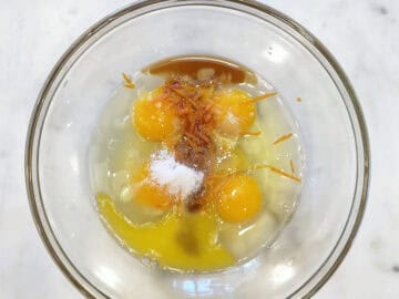 Liquid ingredients in a bowl.