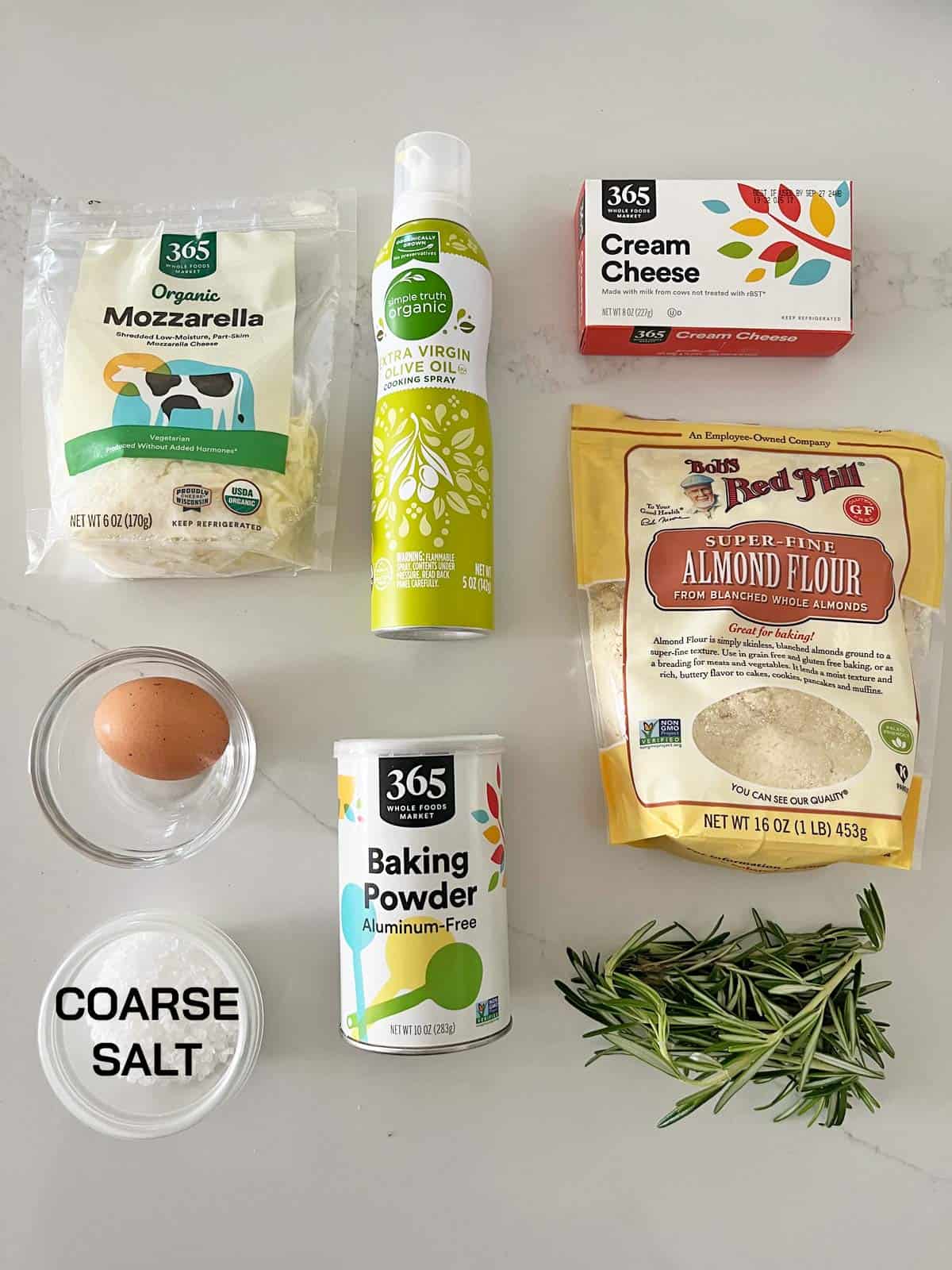 The ingredients needed to bake a keto focaccia.