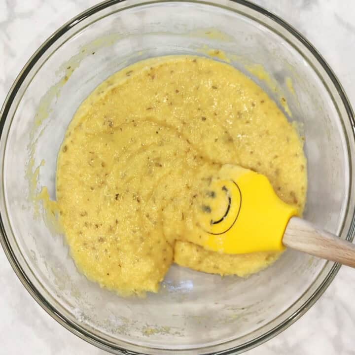 Letting the mixture rest.