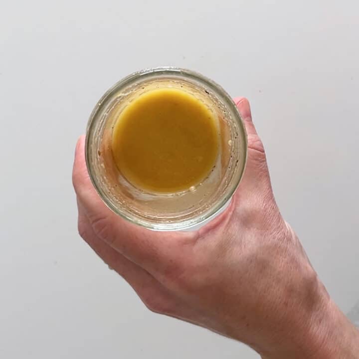 The dressing ingredients were combined in a jar.