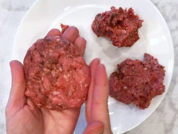 Shaping the burgers.