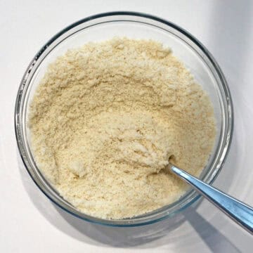 A mixture of almond flour, parmesan, garlic powder, and baking soda.