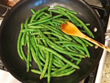 Cooking the green beans.
