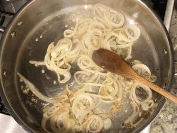 Cooking onions and garlic.