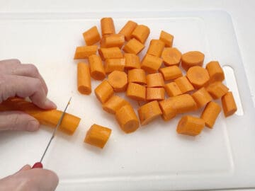 Slicing the carrots.